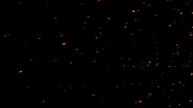 Fireplace heat sparkles moving on alpha background