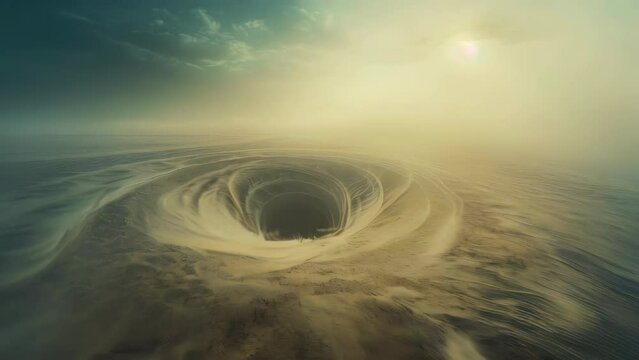3d render of a desert landscape with a hole in the sand