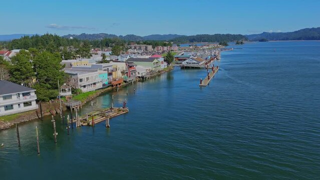 Old Town Florence Oregon Coast Pacific Northwest Siuslaw River Drone Video