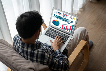 Fototapeta na wymiar E-commerce data software provide modish dashboard for sale analysis to the online retail business