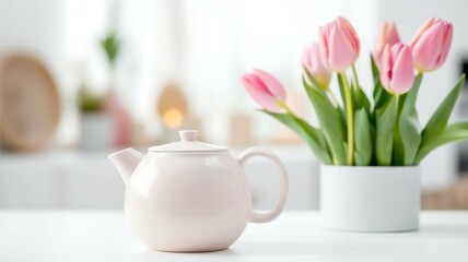 Fototapeta na wymiar pink tulips in vase