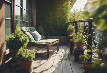 Balcony garden privacy pleasure and relaxation in a green environment With technology