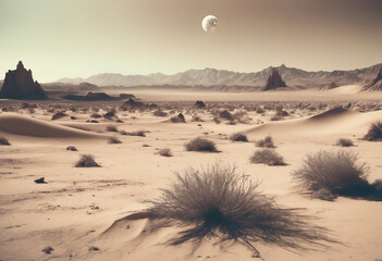Beautiful minimalistic artistic landscape of an alien world Desert space landscape planet pollution