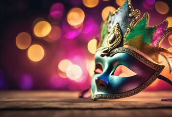 Carnival mask on glare background suitable for design with copy space Mardi Gras celebration