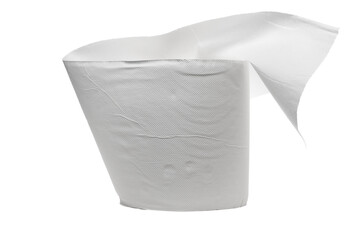 Roll of paper kitchen towels isolated on white