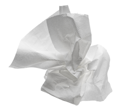 Crumpled and torn paper towels isolated on white