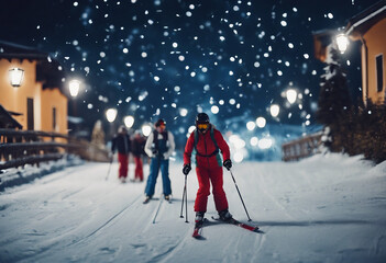 Italian tradition of skiing at midnight on Christmas Day Midnight skiing