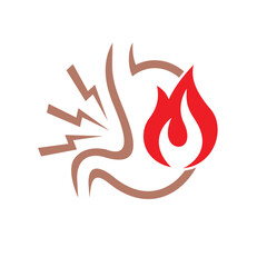 illustration of stomach heartburn, vector art.