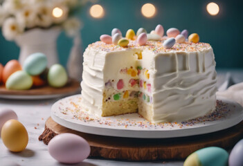 Traditional Easter cake tres leches cake with three types of milk