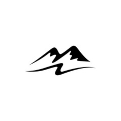 natural scenery mountains and rivers flat vector logo design