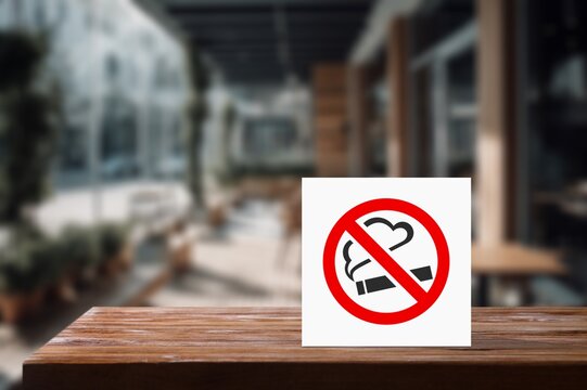"No smoking" red sign in public places.