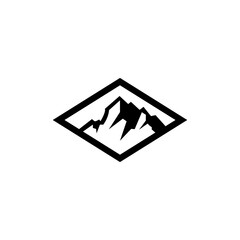 mountain icon flat vector logo design in emblem shape