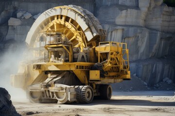 Massive Quarry machinery mine. Stone large sand. Generate Ai