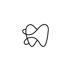 simple dental icon line art vector logo design