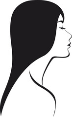 Vector illustration. Woman profile face contour line drawing. Portrait of a beautiful young girl in profile in minimalist style. Logo for cosmetics, spa and beauty industry