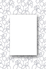 Vector illustration. Vertical background, copy space for text. Hand drawn floral print. Template for postcard, wedding and party invitation, flyer, cover, brochure, social media post, poster, banner.