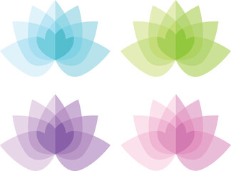 Vector set of a light lotus flowers without transparency. Design for yoga class, resort, spa center