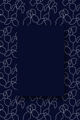 Vector illustration. Vertical background, copy space for text. Hand drawn floral print. Template for postcard, wedding and party invitation, flyer, cover, brochure, social media post, poster, banner.