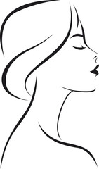 Minimalistic abstract female portrait in line drawing style.Vector illustration woman profile face contour line drawing