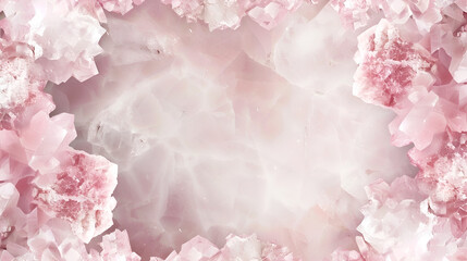 pink marble with pink flowers and space for text