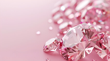Obraz na płótnie Canvas banner for a jewelry store with copy space, pink diamond on a pink background close-up with space for text