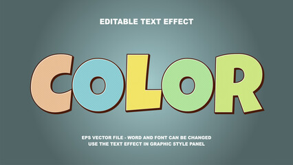 Editable Text Effect Color 3D Vector Template