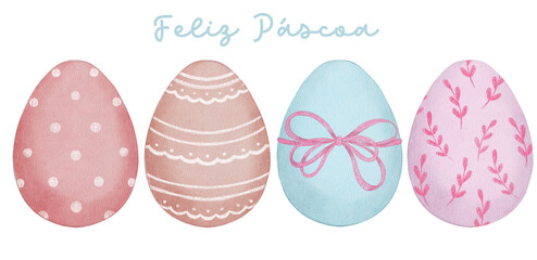 Happy Easter. Banner, greeting card, holiday cover. Modern abstract design, hand draw easter eggs. Trendy minimalist style