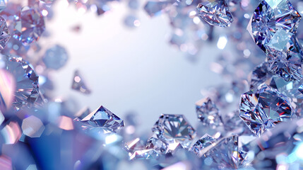 banner for a jewelry store, light purple background in a diamond frame with space for text