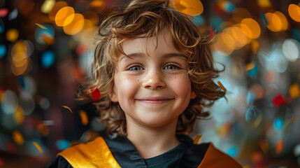 Kid Celebration of Education: A Cute Child in a Graduation Gown
