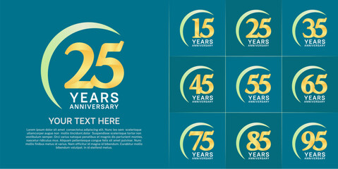 Set of Anniversary Logotype yellow color can be use for special day celebration