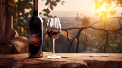 Fototapeta premium A bottle of fine red wine, commercial shot