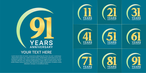 Set of Anniversary Logotype yellow color can be use for special day celebration