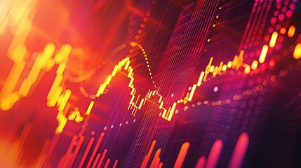 A dynamic stock market chart displaying fluctuations in share prices and trading volumes