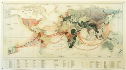 An elegant chart illustrating global trade patterns and economic interdependencies between countries