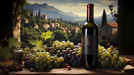 A bottle of fine red wine, commercial shot