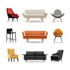 vector minimalistic furnitures for modern room interior design