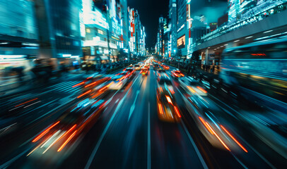 Urban Velocity: New York Cars and Taxis in Motion Blur, Generative AI.