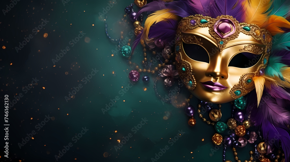 Wall mural top view of ornate venetian carnival mask