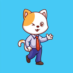 Manager White Cat Cute Cartoon