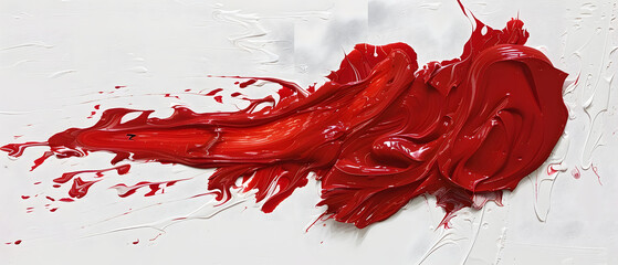Red Acrylic Paint Splatter on White Background