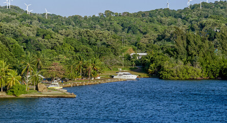 Fototapeta na wymiar Fishing Boat Dock in Roatan Honduras
