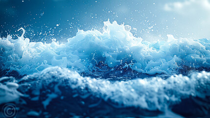 Ocean Waves Background with Foam and Bubbles