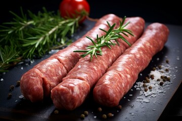 Fresh Raw homemade sausages. Raw beef. Generate Ai
