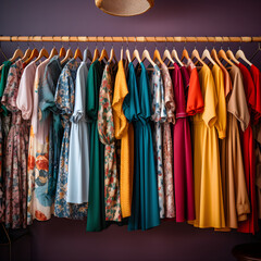 Timeless Elegance: A Vivid Panorama of Classic Vintage Clothing Collection in a Retro Boutique