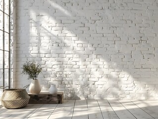 A white brick wall serving as a background for multiple settings