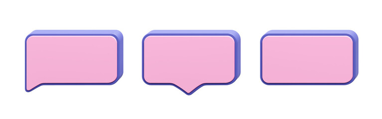 Cute symbol pink 3D text box or speech bubble. Bubble, Chat, Message or email for connection online network. 3D Illustration.