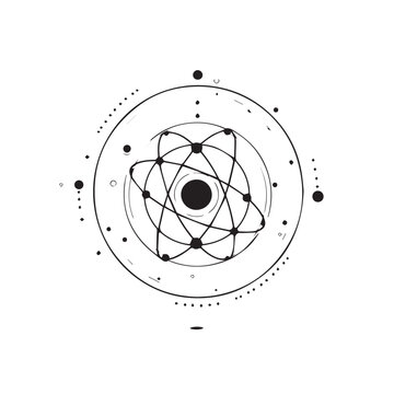 Nucleus in cartoon, doodle style . Image for t-shirt, web, mobile apps and ui. Isolated 2d vector illustration in logo, icon, sketch style, Eps 10, black and white. AI Generative