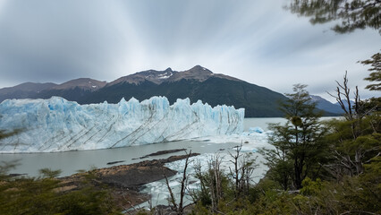 Majestic Glacier Front View Under a Cloudy Sky