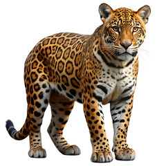 Jaguar (Panthera onca) - A Majestic Wild Cat with Black Spots on Its Fur, Isolated on a White Transparent Background