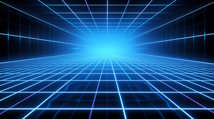 Perspective grid abstract retro background, cyberspace grid